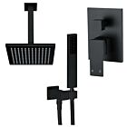 Meir matte black wall mixer shower set square - set 5