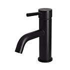 Meir matte black basin mixer round with curved spout