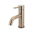 Meir rose-gold basin mixer round with curved spout
