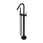 Meir matte black freestanding bath mixer round with hand shower