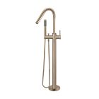 Meir rose-gold freestanding bath mixer round with hand shower
