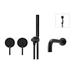 Meir matte black wall mixer bath set round - set 1