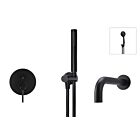 Meir matte black wall mixer bath set round - set 2 (large rosette)