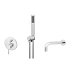 Meir polished-chrome wall mixer bath set round - set 2 (large rosette)