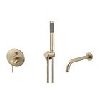 Meir rose-gold wall mixer bath set round - set 2 (large rosette)