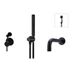Meir matte black wall mixer bath set round - set 3 (small rosette)