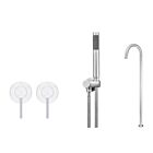 Meir polished-chrome wall mixer bath set round - set 6