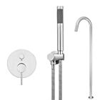 Meir polished-chrome wall mixer bath set round - set 7 (large rosette)