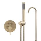 Meir rose-gold wall mixer bath set round - set 7 (large rosette)