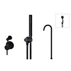 Meir matte black wall mixer bath set round - set 8 (small rosette)