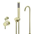Meir tiger bronze gold wall mixer bath set round - set 8 (small rosette)