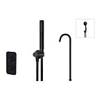 Meir matte black built-in thermostatic bath set round - set 9