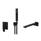 Meir matte black wall mixer bath set square - set 1