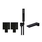 Meir matte black wall mixer bath set square - set 2