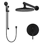 Meir matte black wall mixer shower set round - set 2 (large rosette)