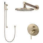 Meir rose-gold wall mixer shower set round - set 2 (large rosette)