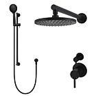 Meir matte black wall mixer shower set round - set 3 (small rosette)