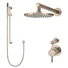 Meir rose-gold wall mixer shower set round - set 3 (small rosette)