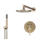 Meir rose-gold wall mixer shower set round - set 5 (large rosette)
