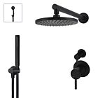 Meir matte black wall mixer shower set round - set 6 (small rosette)