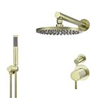 Meir tiger bronze gold wall mixer shower set round - set 6 (small rosette)