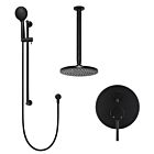 Meir matte black wall mixer shower set round - set 9 (large rosette)