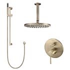 Meir rose-gold wall mixer shower set round - set 9 (large rosette)
