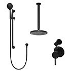 Meir matte black wall mixer shower set round - set 10 (small rosette)
