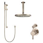 Meir rose-gold wall mixer shower set round - set 10 (small rosette)