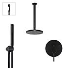 Meir matte black wall mixer shower set round - set 12 (large rosette)