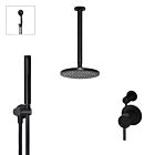Meir matte black wall mixer shower set round - set 13 (small rosette)