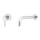 Meir polished-chrome wall mixer set round - set 1 (spout 21 cm / handle long)