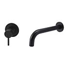 Meir matte black wall mixer set round - set 2 (spout 21 cm / handle short)
