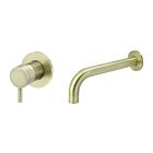 Meir tiger bronze gold wall mixer set round - set 2 (spout 21 cm / handle short)