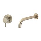 Meir rose-gold wall mixer set round - set 2 (spout 21 cm / handle short)