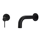 Meir matte black wall mixer set round - set 3 (spout 13 cm / handle long)