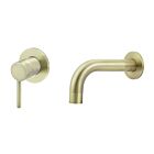 Meir tiger bronze gold wall mixer set round - set 3 (spout 13 cm / handle long)