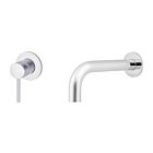 Meir polished-chrome wall mixer set round - set 3 (spout 13 cm / handle long)