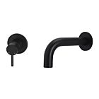 Meir matte black wall mixer set round - set 4 (spout 13 cm / handle short)