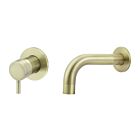 Meir tiger bronze gold wall mixer set round - set 4 (spout 13 cm / handle short)