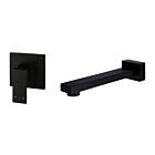 Meir matte black wall mixer set square - set 1 (spout 20 cm / handle long)