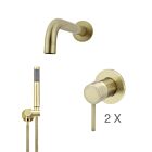 Meir tiger bronze gold wall mixer bath set round - set 1