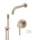Meir rose-gold wall mixer bath set round - set 1