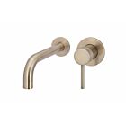 Meir rose-gold wall mixer set round - set 1 (spout 21 cm / handle long)