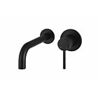 Meir matte black wall mixer set round - set 1 (spout 21 cm / handle long)
