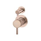 Meir rose-gold wall mixer with diverter round rosette small