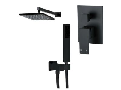 Meir matte black wall mixer shower set square - set 4