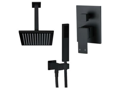 Meir matte black wall mixer shower set square - set 5