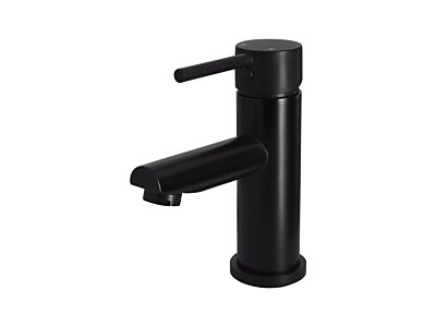 Meir matte black basin mixer round with straight spout