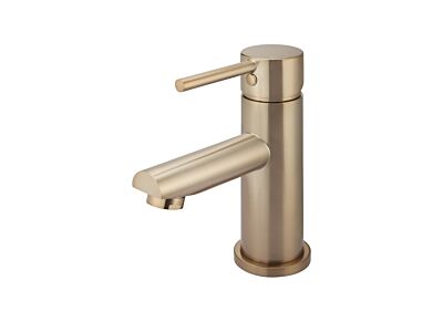 Meir rose-gold basin mixer round with straight spout